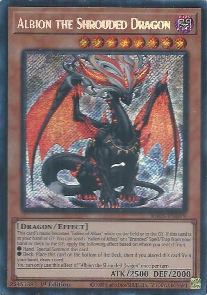 Albion the Shrouded Dragon (Secret Rare) 1st Edition Secret Rare Rarity Collection 5 RA05-EN019 NM