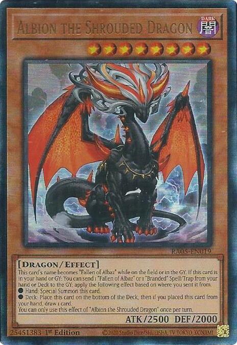 Albion the Shrouded Dragon (Ultimate Rare) 1st Edition Ultimate Rare Rarity Collection 5 RA05-EN019 NM