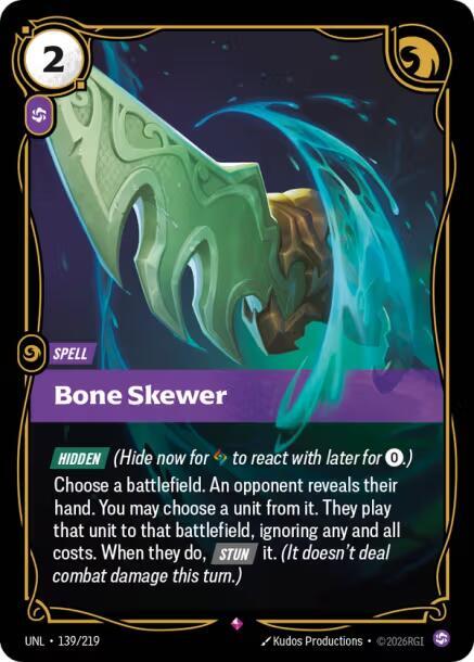 Bone Skewer 139-219 Rare Riftbound Unleashed