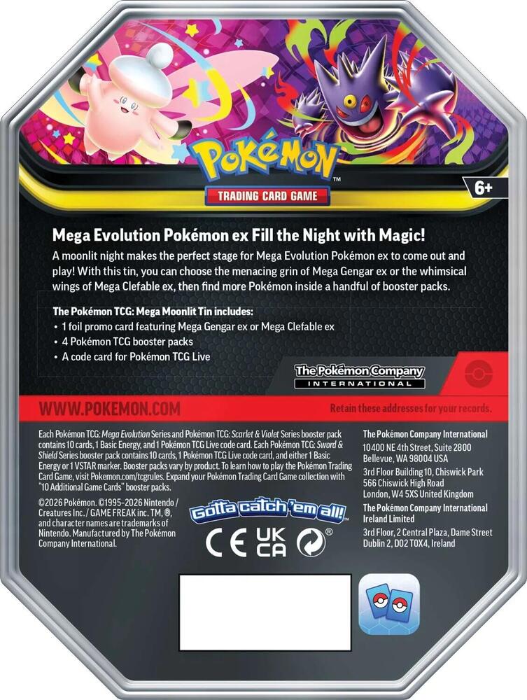 Pokemon Mega Moonlit Tin Mega Clefable(Limit 1 per client)