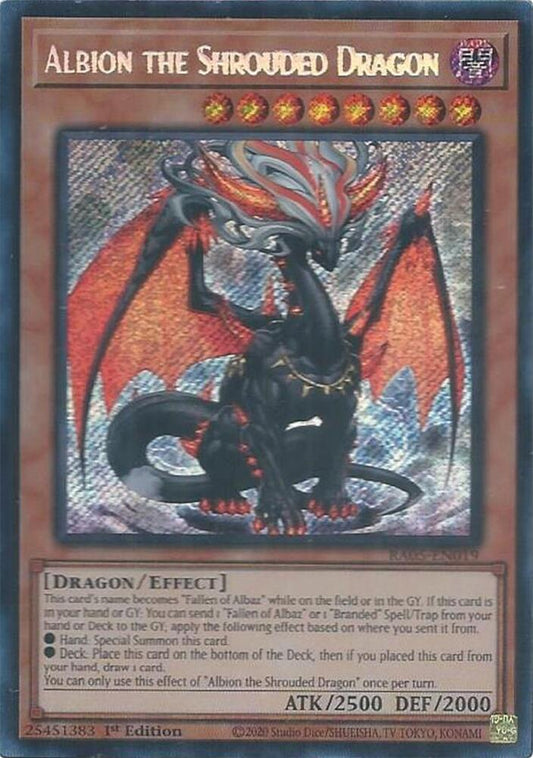 Albion the Shrouded Dragon (Secret Rare) 1st Edition Secret Rare Rarity Collection 5 RA05-EN019 NM