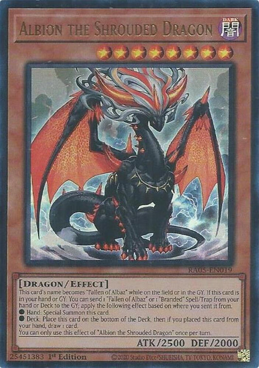 Albion the Shrouded Dragon (Ultra Rare) 1st Edition Ultra Rare Rarity Collection 5 RA05-EN019 NM