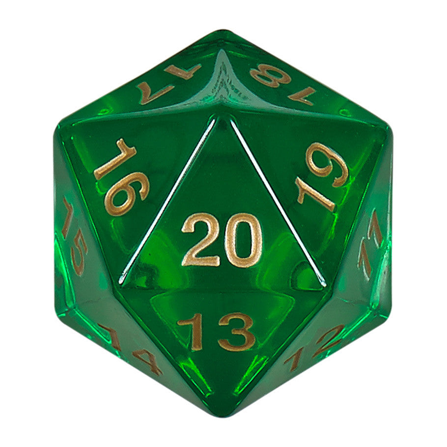 d20 Single 55mm Countdown Emerald with Gold