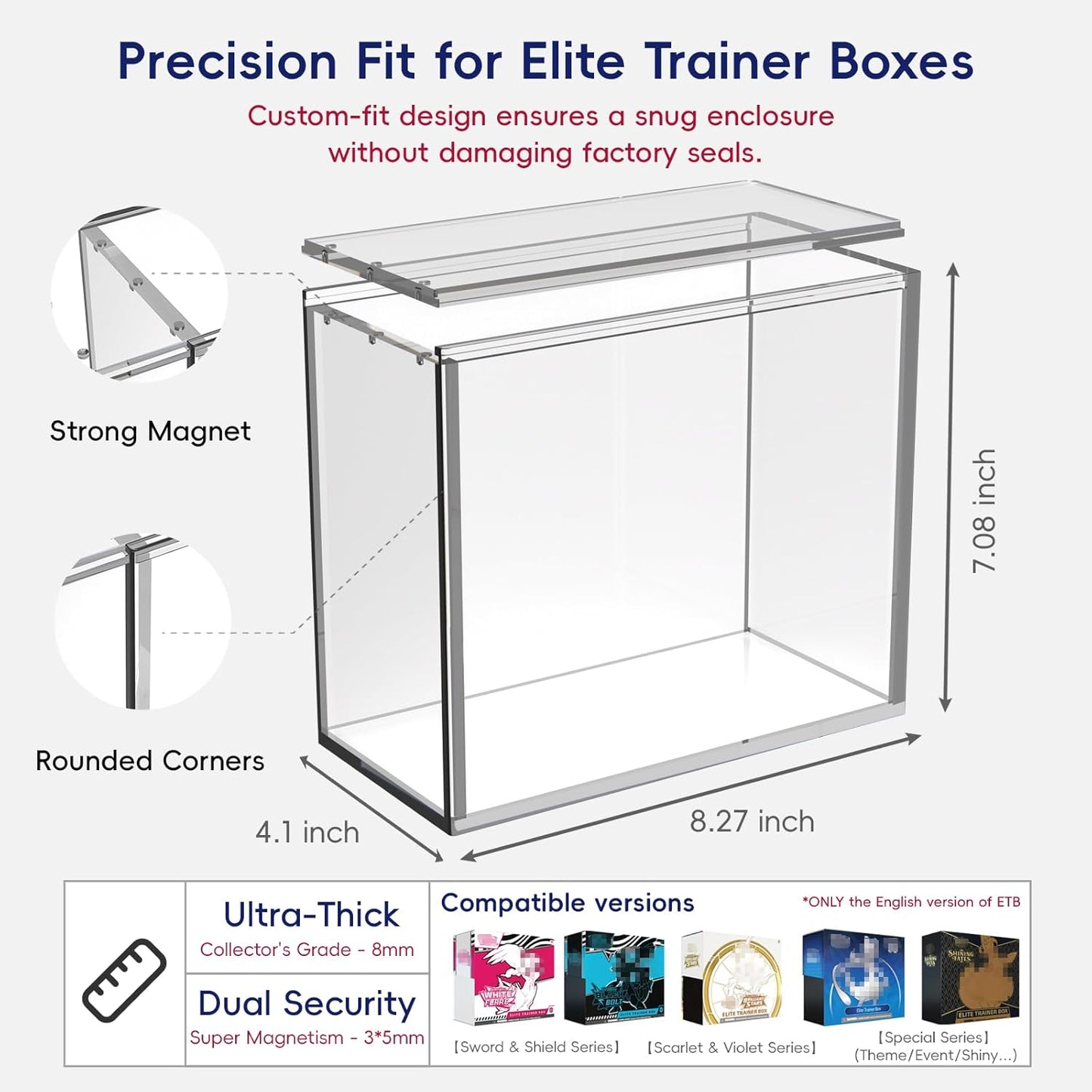 Pokemon ETB Magnetic Stackable Elite Trainer Box Protector Ultra Premium Quality
